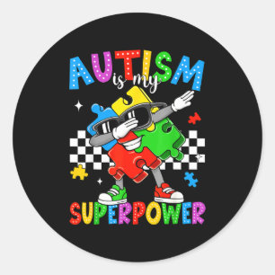 Autisme is superkracht autisme bewustzijn dabben ronde sticker