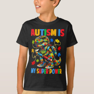 Autisme is superkracht dino t rex puzzel autisme t-shirt