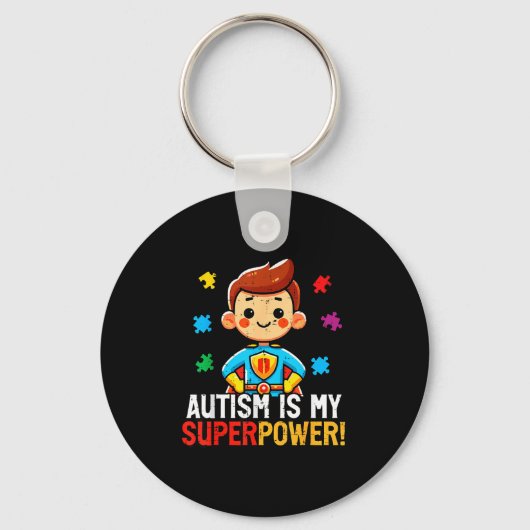 Autisme is superkracht superheld asd bewustzijn jo sleutelhanger (Voorkant)