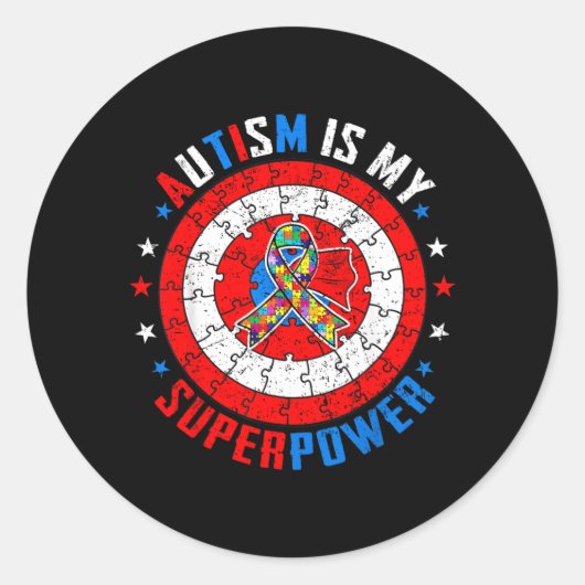 Autisme is Superpower Captain Autisme Bewustzijn Ronde Sticker (Voorkant)