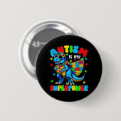 Autisme is Superwer Dinosaurus Puzzel Autistische Ronde Button 5,7 Cm (Voorkant /achterkant)