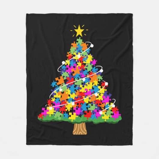 Autisme-kerstboom Fleece Deken (Voorkant)