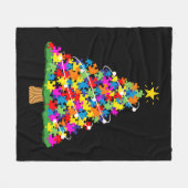 Autisme-kerstboom Fleece Deken (Voorkant (Horizontaal))