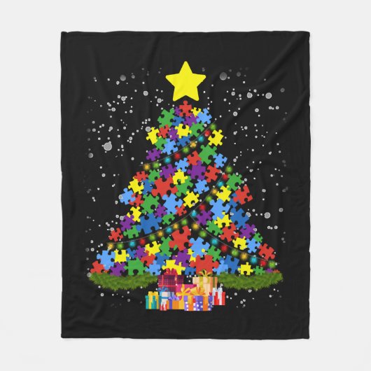 Autisme - kerstboom fleece deken (Voorkant)
