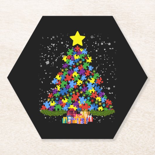 Autisme - kerstboom kartonnen onderzetters (Voorkant)