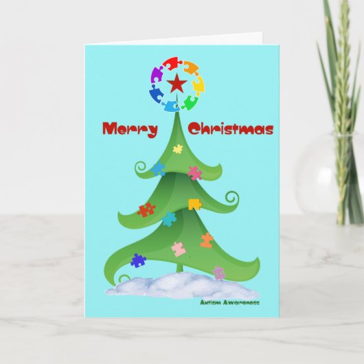 Autisme Kerstboom puzzel bewustzijn liefde Bedankkaart (Voorkant)