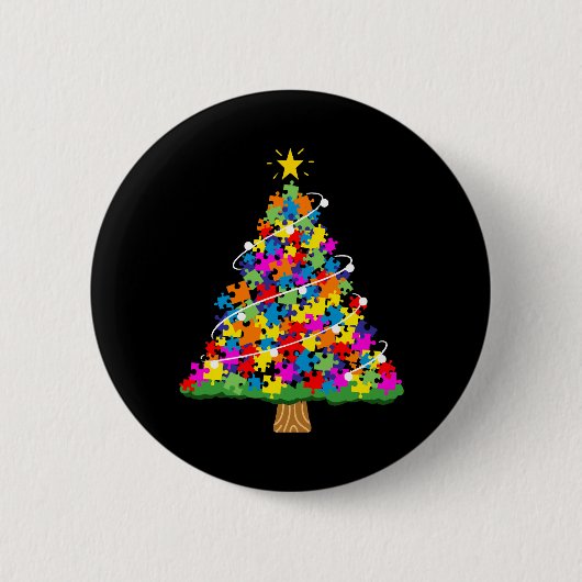 Autisme-kerstboom Ronde Button 5,7 Cm (Voorkant)