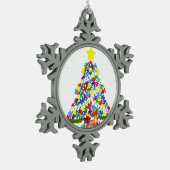 Autisme - kerstboom tin sneeuwvlok ornament (Links)