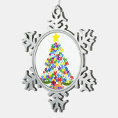Autisme - kerstboom tin sneeuwvlok ornament (Rechts)