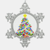 Autisme - kerstboom tin sneeuwvlok ornament (Voorkant)