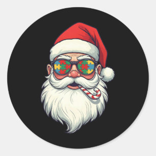 Autisme Kerstman Snoep Cane Kerst Vrouwen Mannen Ronde Sticker