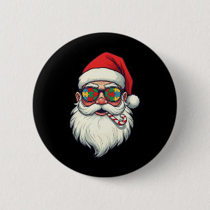 Autisme Kerstman Suikerstok Kerst Vrouwen Mannen Ronde Button 5,7 Cm