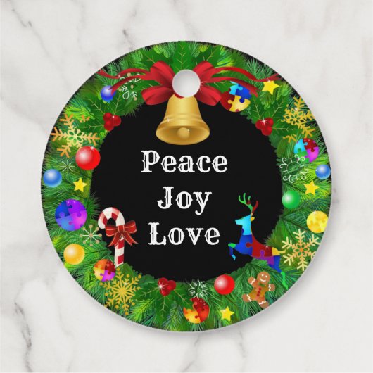 Autisme Kerstmis Wreath Bedankjes Labels (Achterkant)