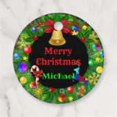 Autisme Kerstmis Wreath Bedankjes Labels (Voorkant)