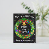 Autisme Kerstmis Wreath Feestdagenkaart (Staand voorkant)