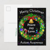 Autisme Kerstmis Wreath Feestdagenkaart (Voorkant / Achterkant)