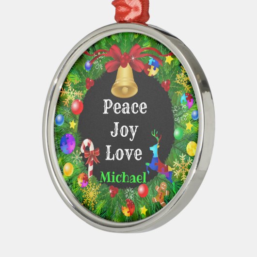 Autisme Kerstmis Wreath Metalen Ornament (Links)