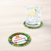 Autisme Kerstmis Wreath Ronde Kartonnen Onderzetter (Insitu)