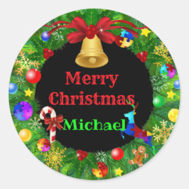 Autisme Kerstmis Wreath Ronde Sticker