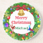 Autisme Kerstmis Wreath Zandsteen Onderzetter (Voorkant)