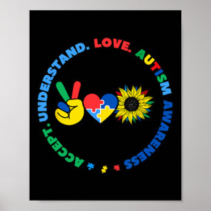 Autisme Kids Superhelden Sunflower Vredeshandteken Poster