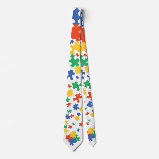 Autisme kleurige puzzelstukjes stropdas (Voorkant)