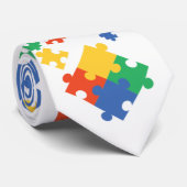 Autisme kleurige puzzelstukjes stropdas (Opgerold)