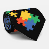 Autisme kleurige puzzelstukjes stropdas (Opgerold)