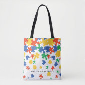 Autisme kleurige puzzelstukjes tote bag (Voorkant)