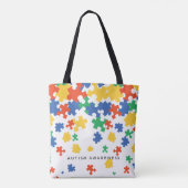 Autisme kleurige puzzelstukjes tote bag (Achterkant)