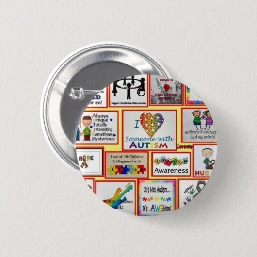 autisme knop ronde button 5,7 cm (Voorkant /achterkant)