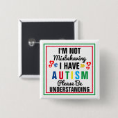 Autisme Knop Vierkante Button 5,1 Cm (Voorkant /achterkant)
