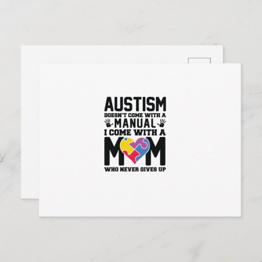 Autisme komt niet met een handleiding uitnodiging briefkaart (Voorkant / Achterkant)