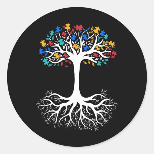 Autisme komt niet met een handmatige handicap maan ronde sticker (Voorkant)