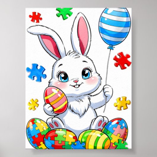 Autisme Konijn Eieren Autisme Bewustzijn Pasen Da Poster (Voorkant)