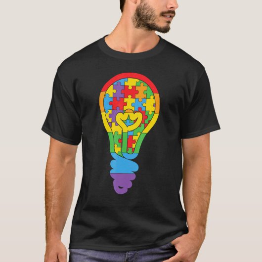 Autisme Lampje Puzzel T-shirt (Voorkant)