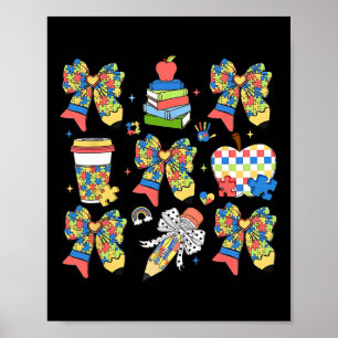 Autisme Leraar Coquette Boog Puzzel Potloden Autis Poster
