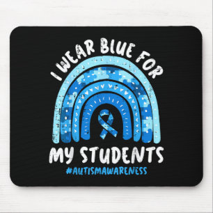 Autisme leraar draagt blauwe voor studenten asd be muismat