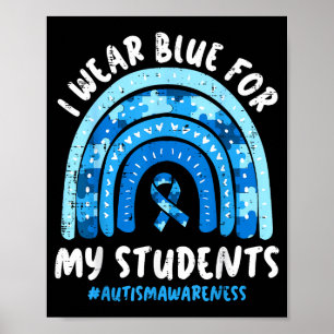 Autisme leraar draagt blauwe voor studenten asd be poster