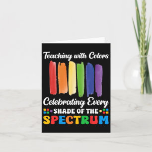 Autisme leraar lesgeven met kleuren spectrum bewus kaart