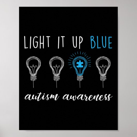 Autisme Licht Blauw 1 op Poster (Voorkant)