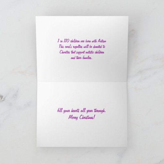 Autisme liefdadigheid Kerst Kaart (Binnen)