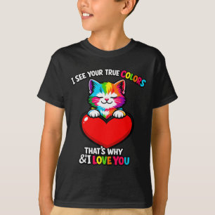 Autisme liefde regenboog kat bewustzijn t-shirt