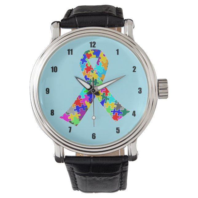 Autisme Lint Blauw Horloge (Voorkant)