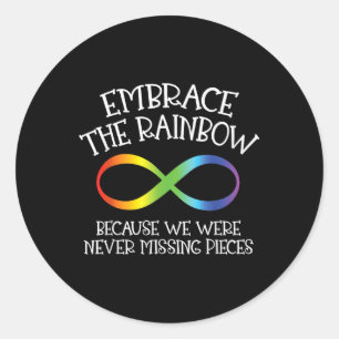 Autisme maakt de oneindigheid van de regenboog teg ronde sticker