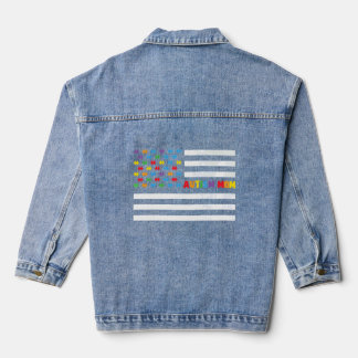 Autisme Mam American Flag World Autism Awareness D Denim Jacket