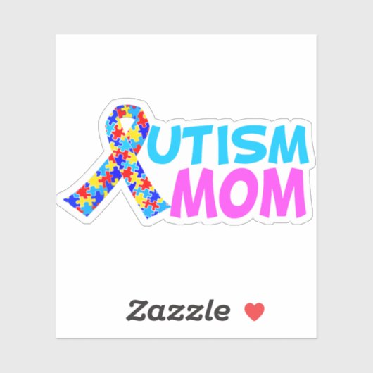 Autisme Mam Cute Pink Blue Moederdag Sticker (Vel)