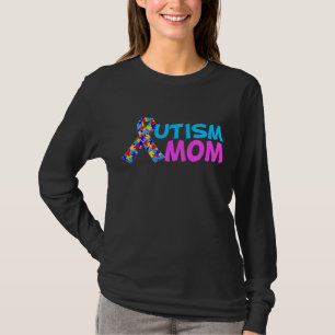Autisme Mam Cute Pink Blue Moederdag T-shirt