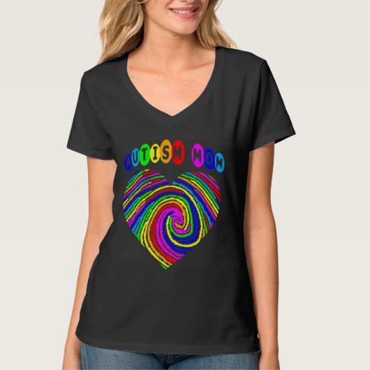 Autisme Mam Fingerprint Autisme Awareness T-shirt (Voorkant)