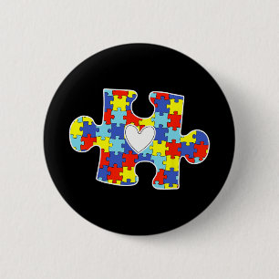 Autisme Mam Hart Puzzel Stuk Autisme Awareness Tea Ronde Button 5,7 Cm